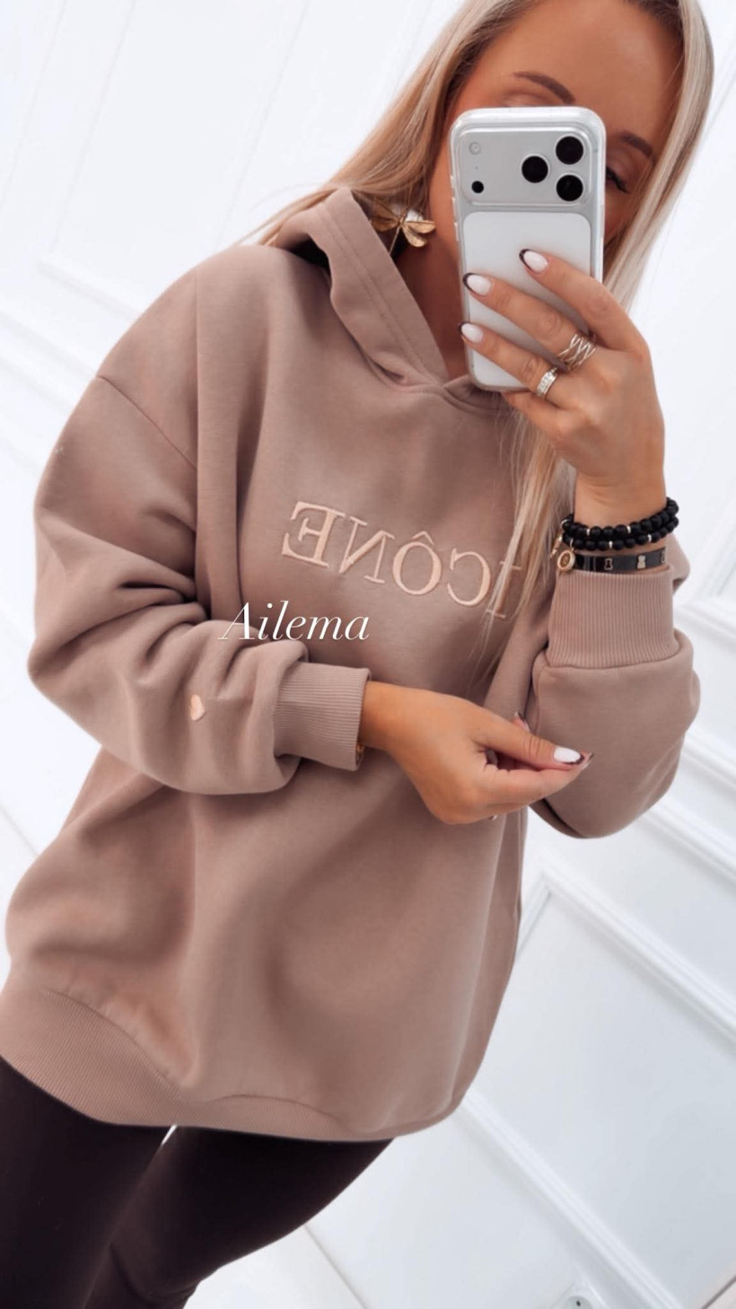 Bluza Motion oversize z kapturem M01228 napis ICONE