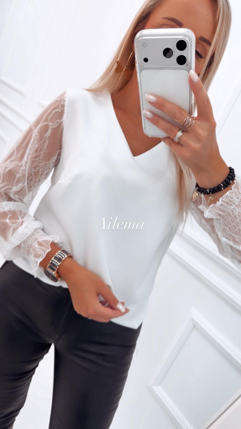 Bluzka Madex  B952 eleganckie koronkowe rękawki 