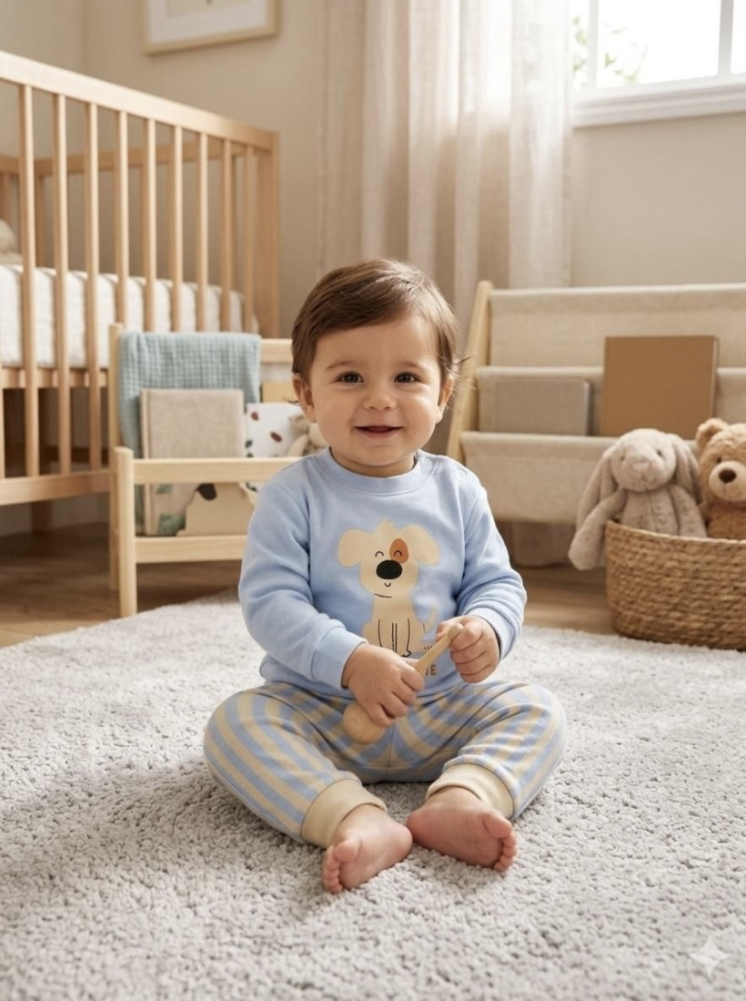 Komplet z pieskiem, bluzka i spodnie w pasy, cienki materiał, idealny na cieplejsze dni
