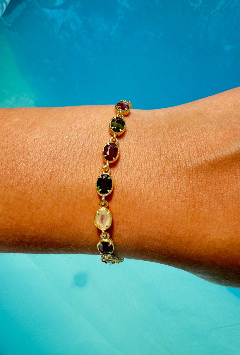 Bracelet pierre naturelle tourmaline multi