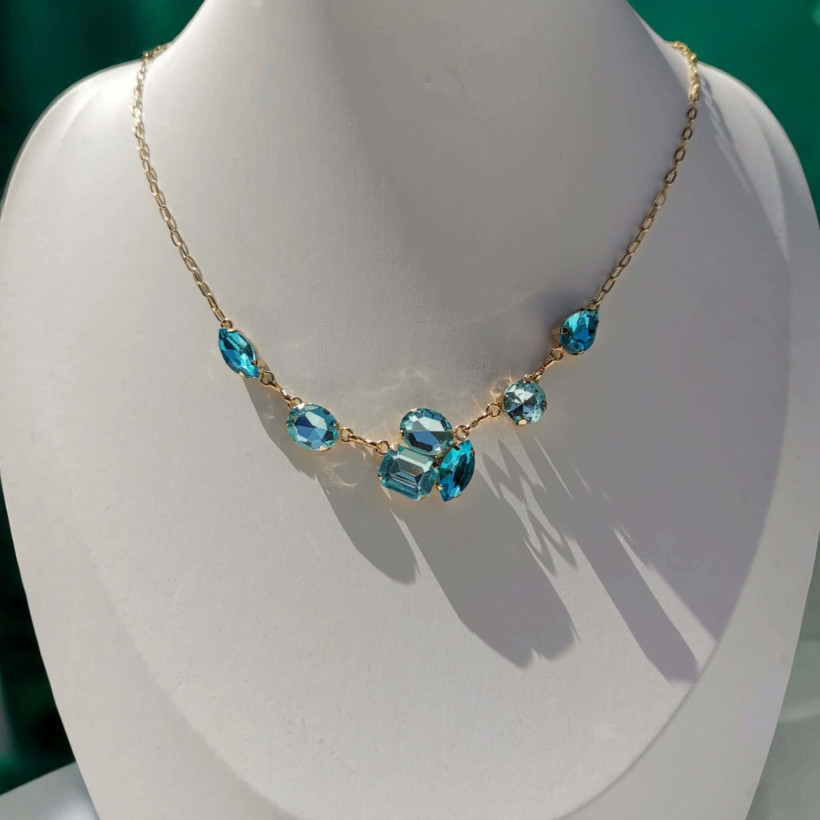Collier strass acier inoxydable 