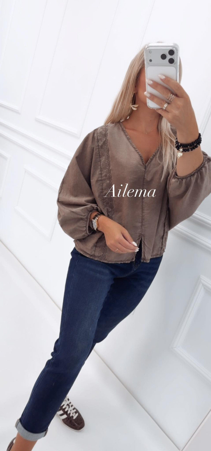 Jeansy M.Sara Loose fit BF5115P ciemne z paskiem