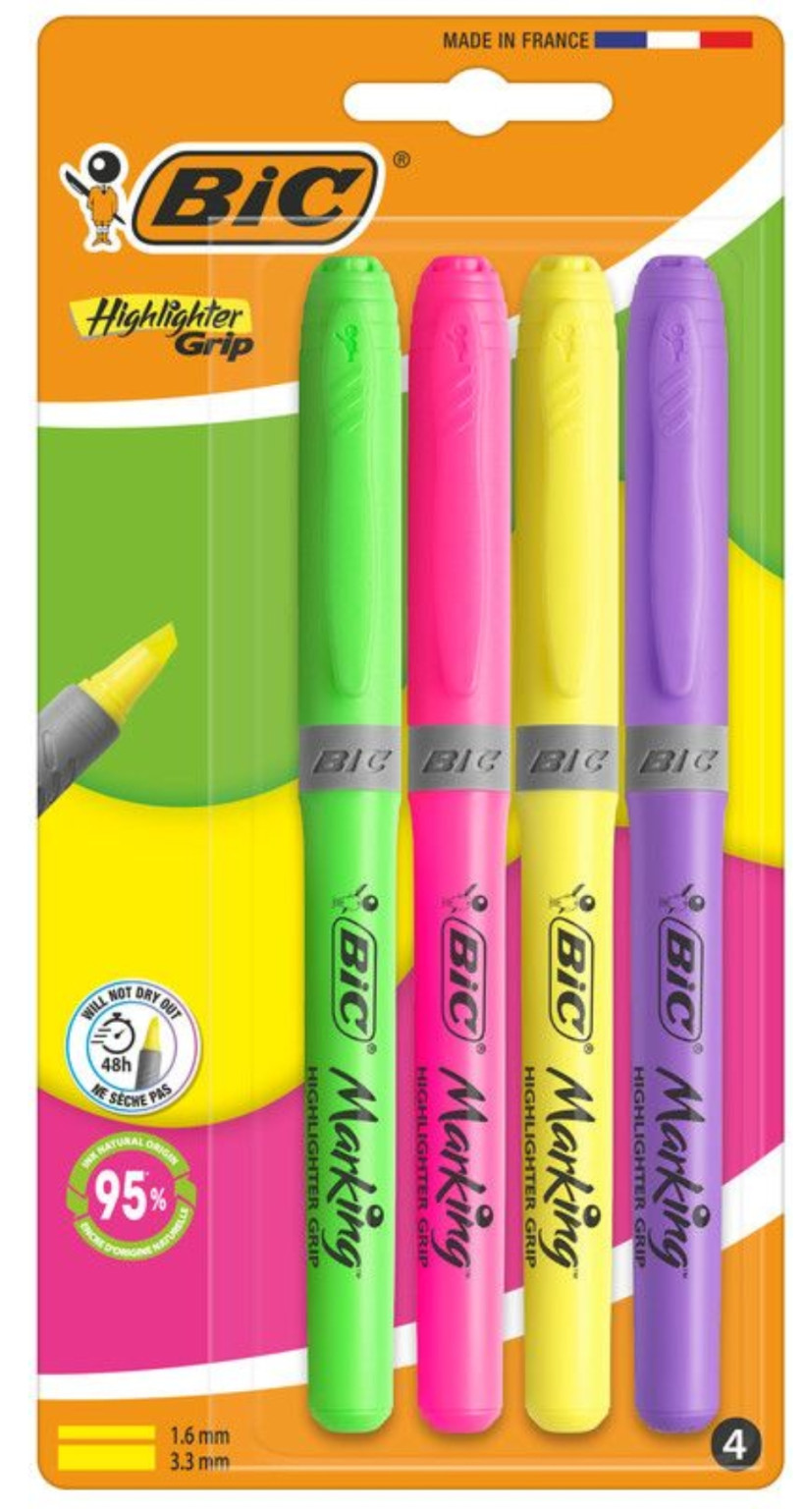 Zakreślacz Grip mix 4 szt BIC