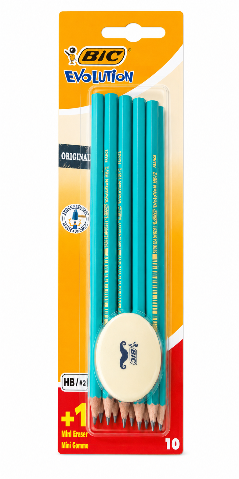 Bic zestaw 10 sztuk ołówków + gumka