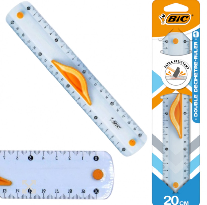 Bic Linijka z uchwytem 20 cm szkolna niełamliwa BIC Double Ruler
