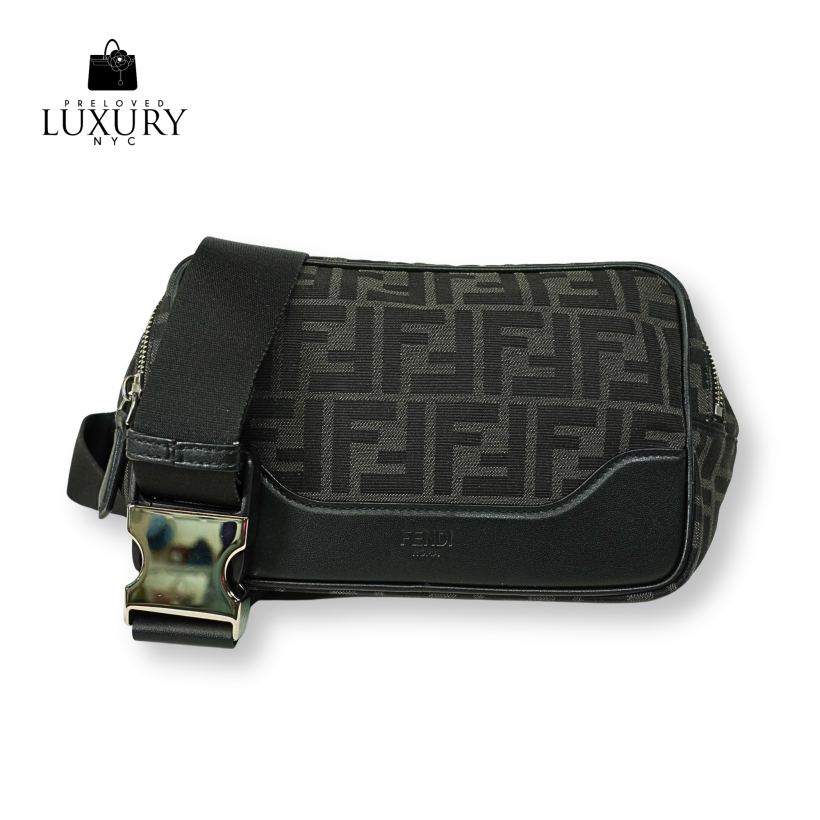 FENDI FF Jacquard Fabric Belt/Crossbody Bag