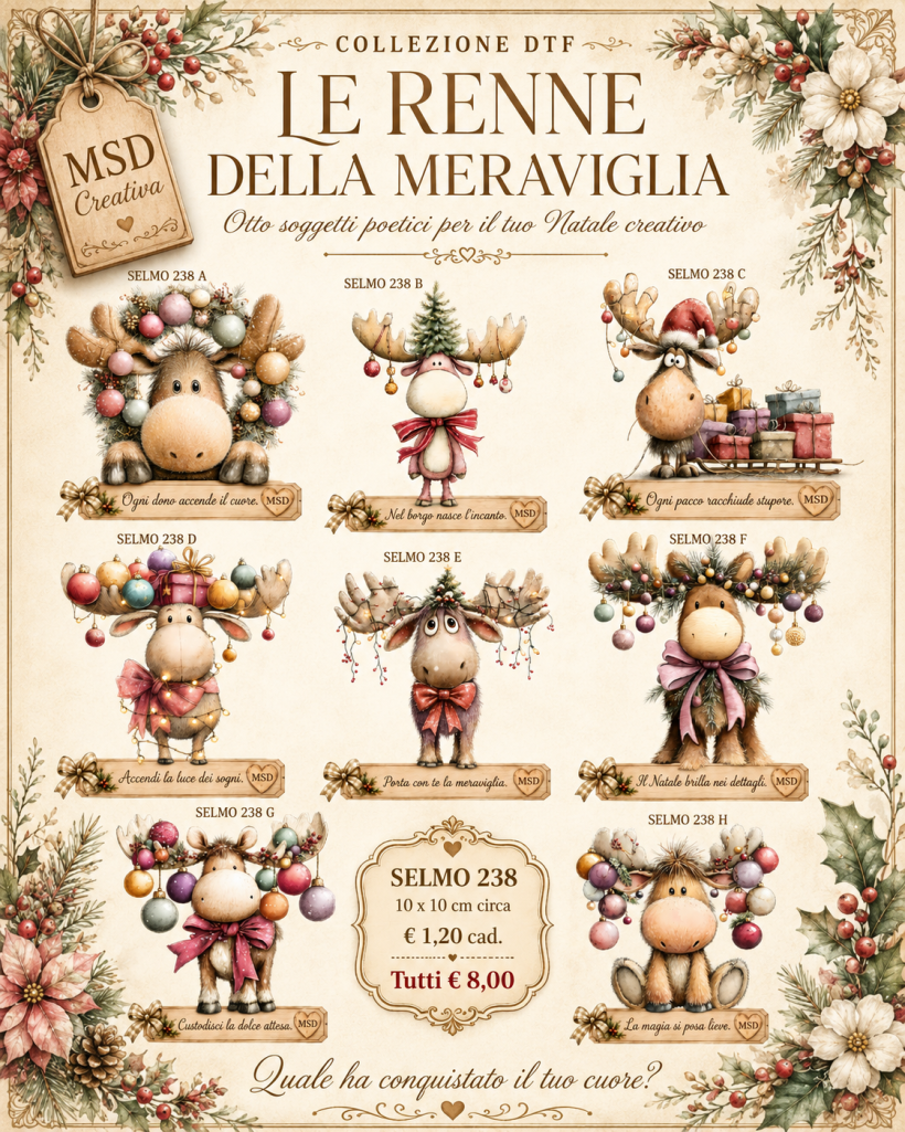 DTF "Le Renne della Meraviglia " 10X 10 CIRCA