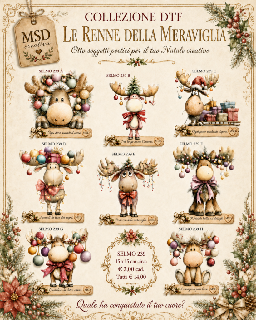 DTF " Le Renne della Meraviglia"  15X 15 c.ca
