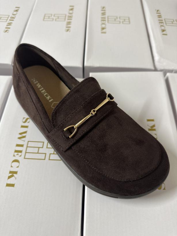 BARY CZEKO siwiecki jh576p coffee barefoot mokasyn z wędzidłem