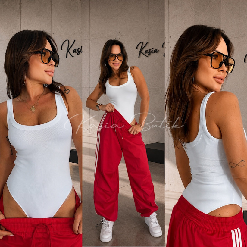 Body Bawełniane Dilvin Basic Prążkowane Białe