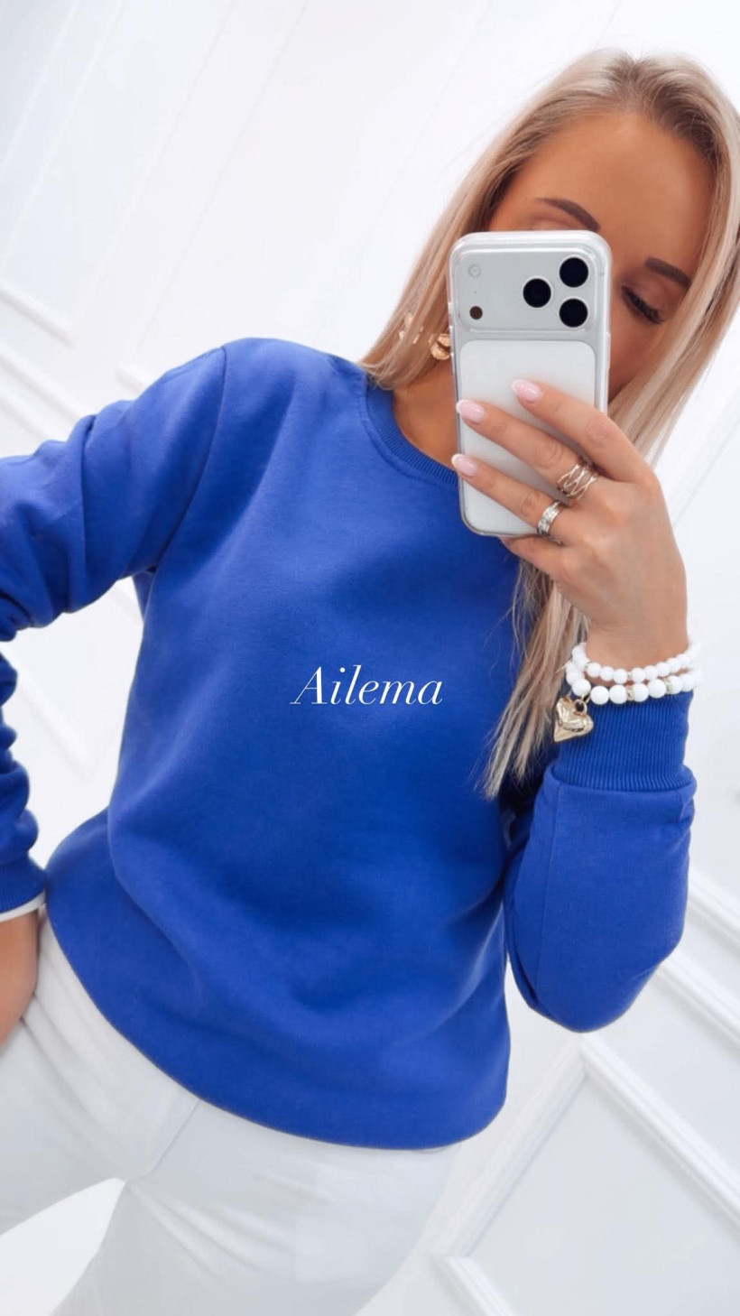 Bluza gładka 68W01 okrągły dekolt, długi rękaw