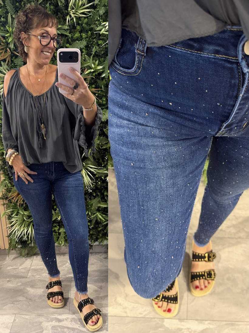 jeans slim strass 