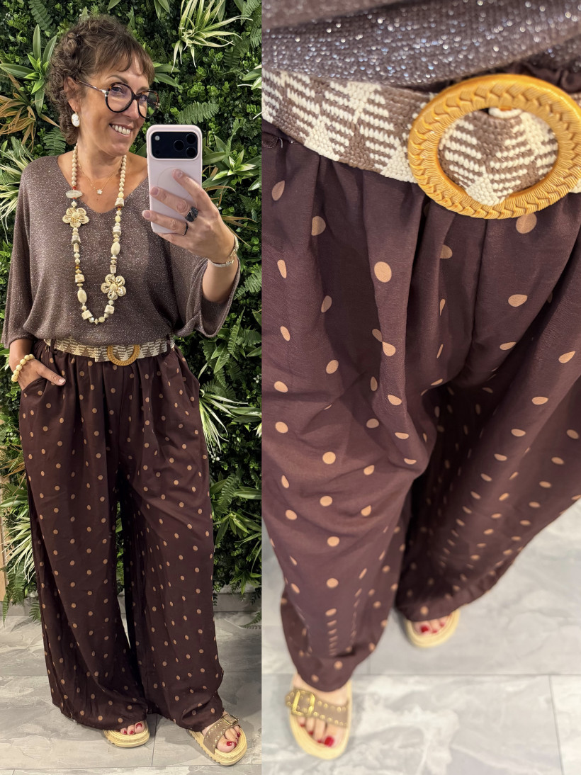 pantalon  pois + ceinture 