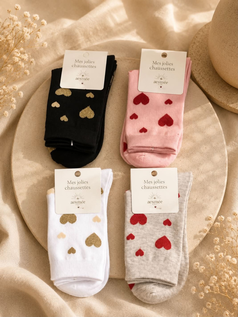 chaussette coeur lurex 