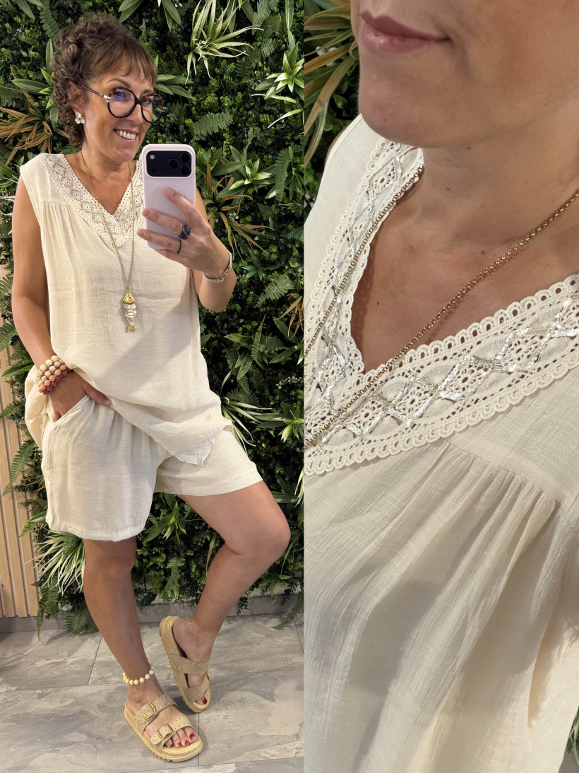 débardeur col sequins 