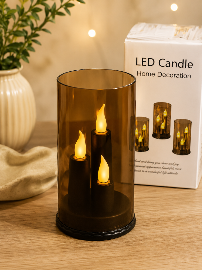 Świeca LED potrójna na baterie R6 18 × 8 cm