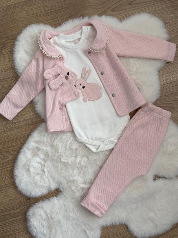 Komplet 3 częściowy  z body, KRÓLICZEK , 100% bawełna 