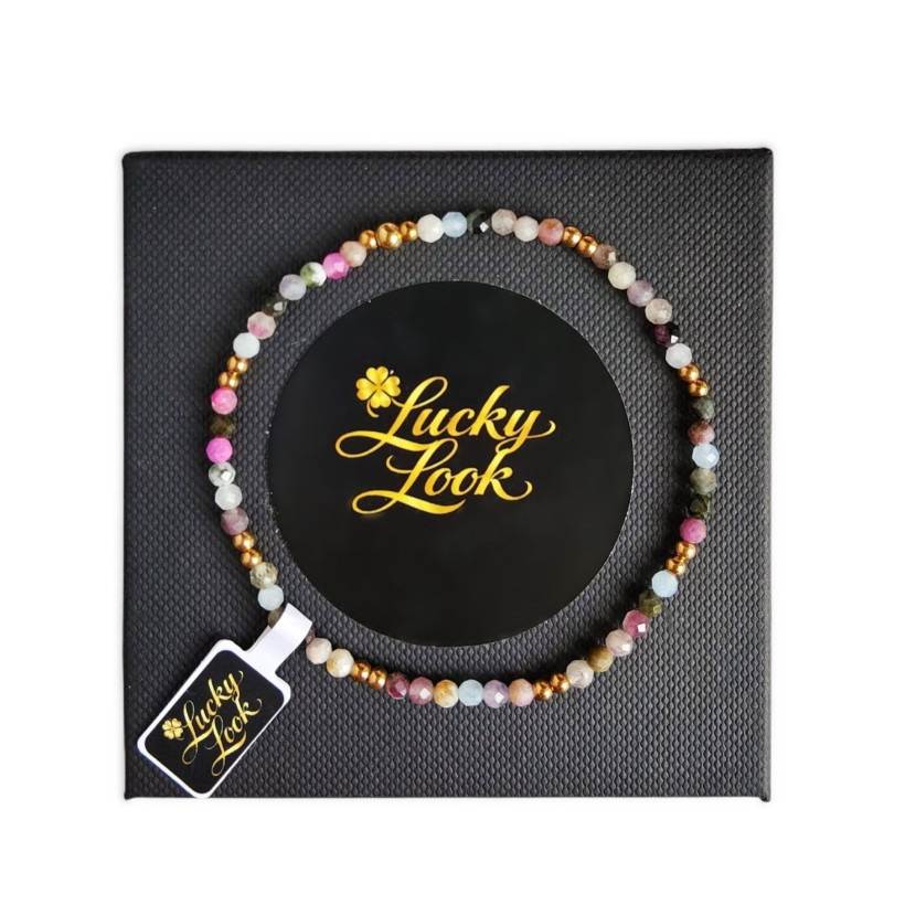 Lucky Look Bransoletka Kolorowy Turmalin z Akwamarynem i Kuleczkami B7365