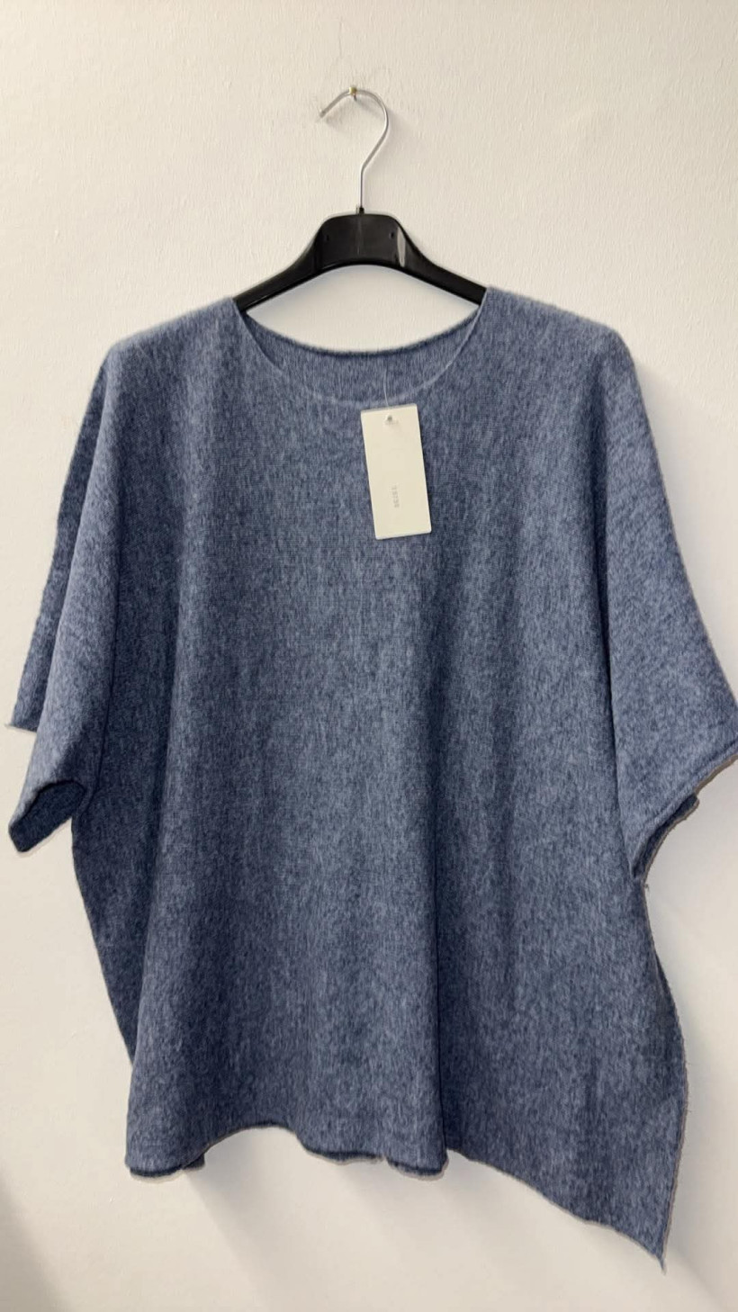 Italia nr 17 - Sweter jednokolorowy na krótki rękaw - 15730 - jeans
