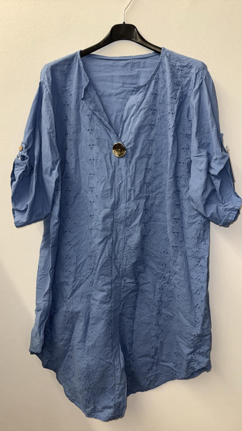 Italia nr 17 - Tunika/sukienka jednokolorowa wyszywana - 17930 - jeans