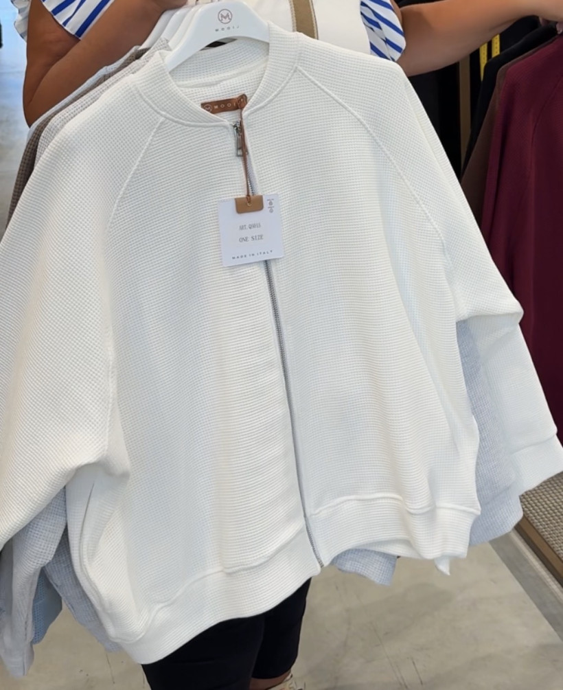 Italia nr 17 - Bluza jednokolorowa na zamek Mooij - 5015 - śmietanka