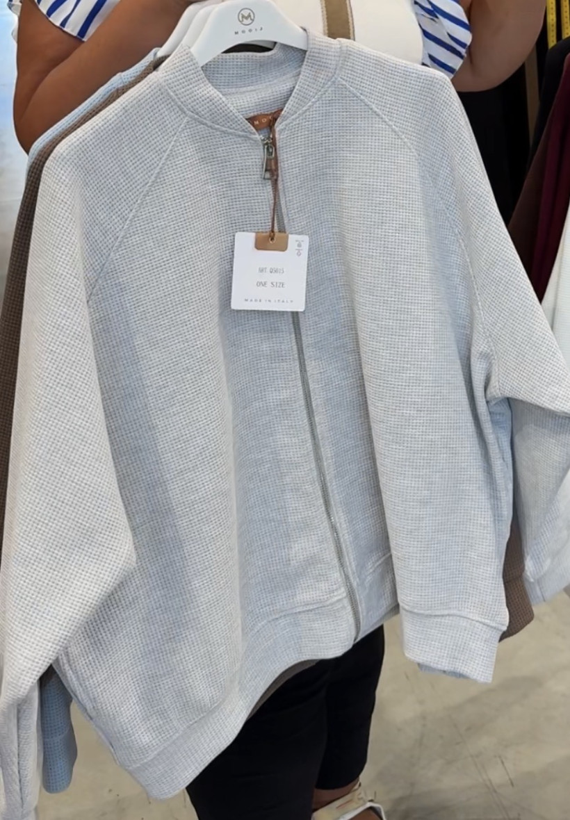   Italia nr 17 - Bluza jednokolorowa na zamek Mooij - 5015 - popiel