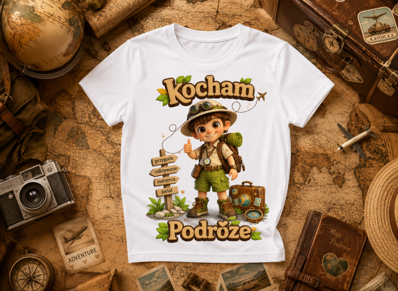 T-shirt DR kocham podróże chłopczyk