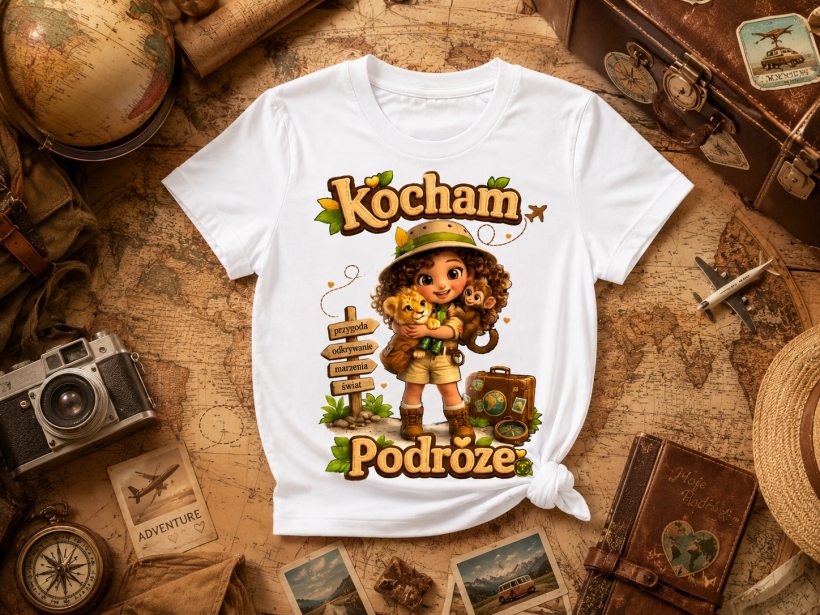 T-shirt DR kocham podróże dziewczynka
