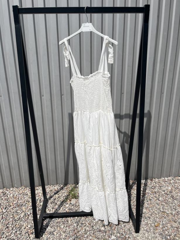 KORONKA biała sukienka boho na ramiączkach