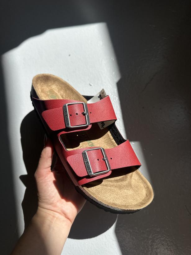 BIRKEN 4 klapek arizona birkenstock 1016645 narrow fit pull up bordeaux wegan bordowy laczek