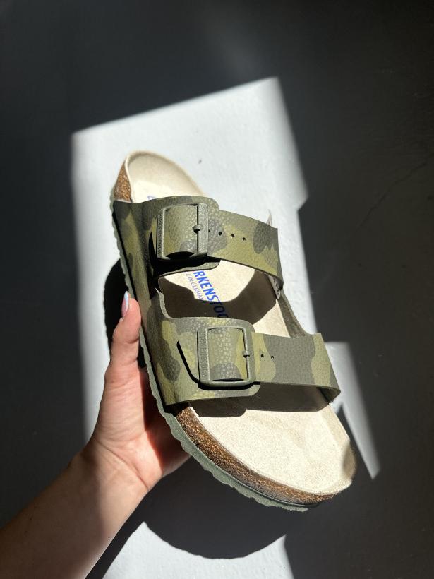 BIRKEN 6 klapek arizona birkenstock 1029597 regular fit desert soil camo green laczek zielony moro