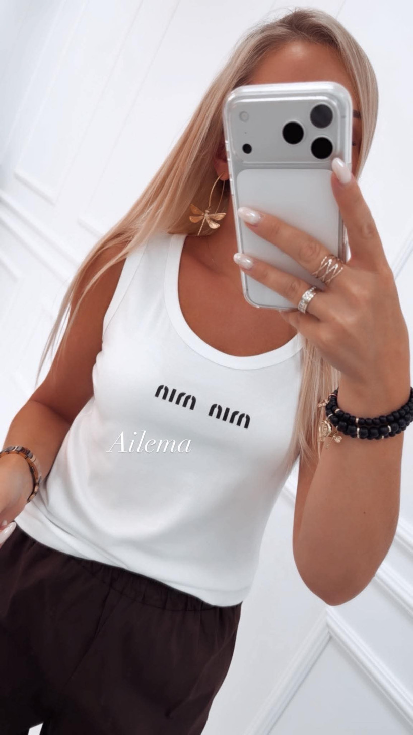 Bluzka 910 na ramiączka napis minmin