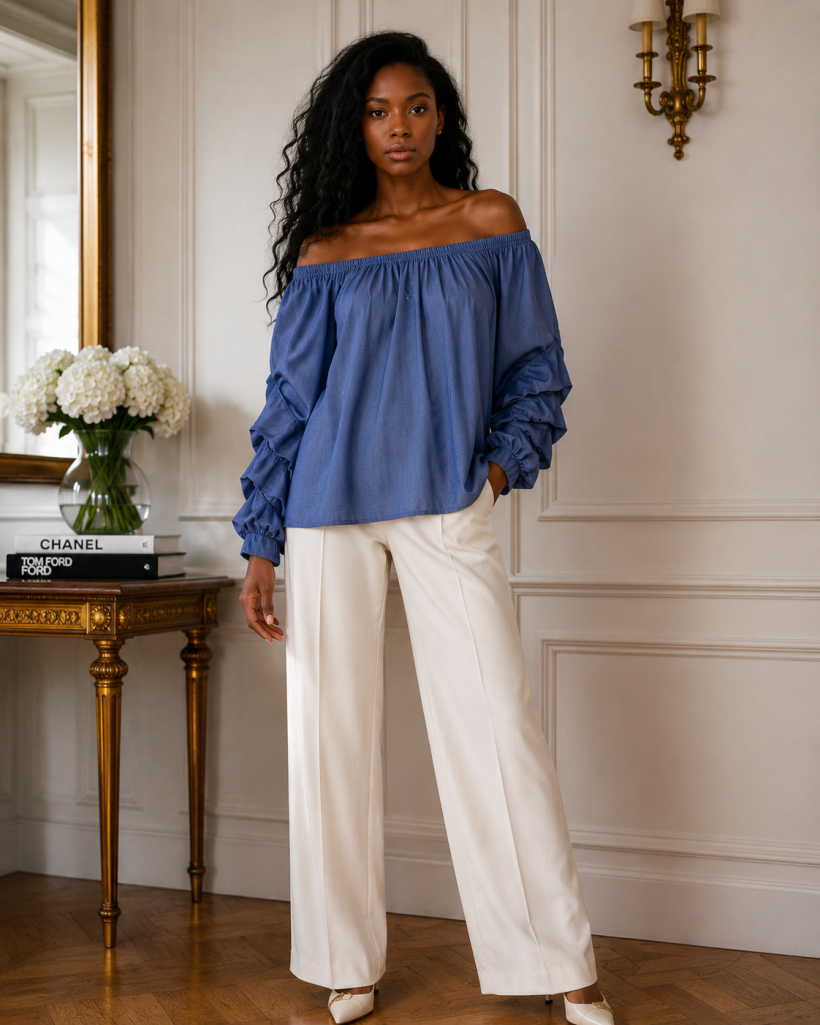 Bluzka denim hiszpanka