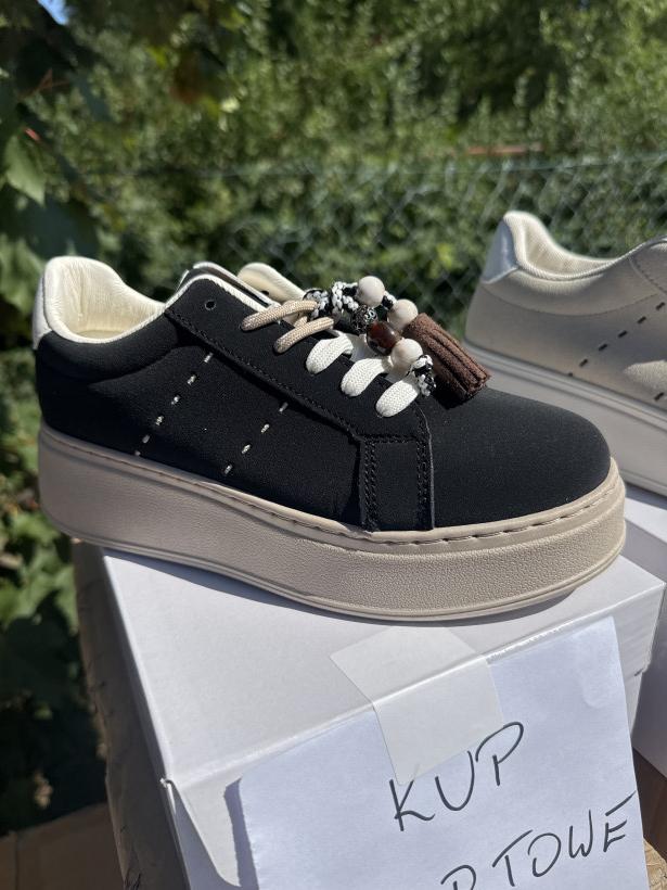 Sportowe 7 Adidas platforma czarny frędzle 9208 noir