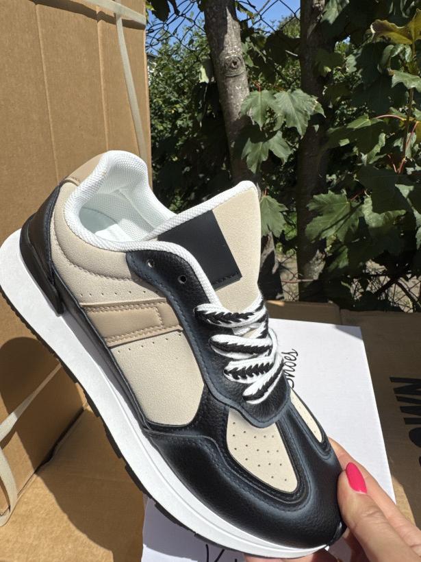 Sportowe 9 Adidas eko skóra czarno beżowy A239 black beige