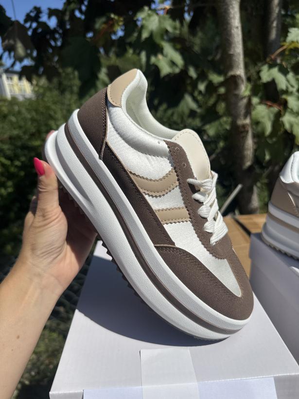 Sportowe 11 Adidas wysoki beżowo brązowy A026 brown