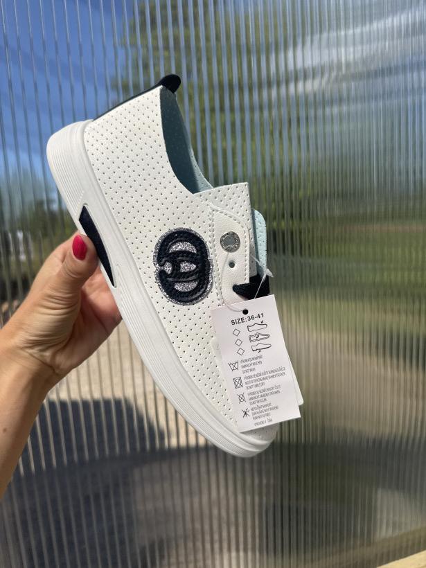 Tani 1 trampek biały celine SJ2361-3 white/black