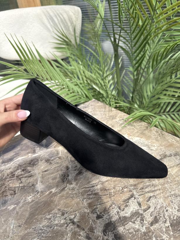 Balet 14 balerina na obcasie czarny zamsz SEASTAR LL-422P black 