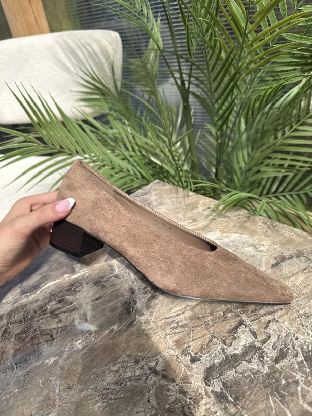 Balet 15 balerina na obcasie beżowy zamsz SEASTAR LL422P khaki 