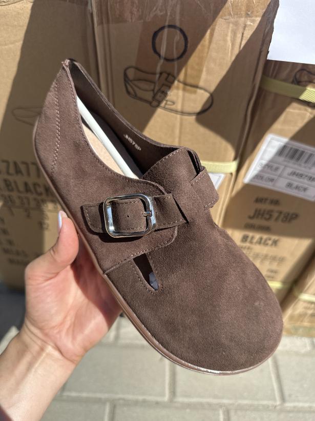 KLAMRA CZEKO siwiecki jh578p brown balerina z paskiem i klamrą