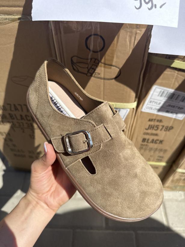 KLAMRA TAUPE siwiecki jh578p green balerina z paskiem i klamrą