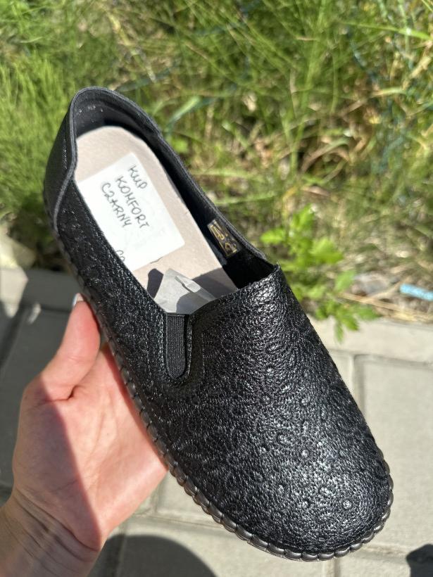 KOMFORT CZARNY balerina a7504-10 black czarna wsuwka