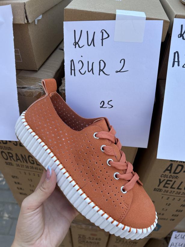 AZUR 2 - Hiszpania trampek ażurowy pomarańczowy AD-5240  ORANGE