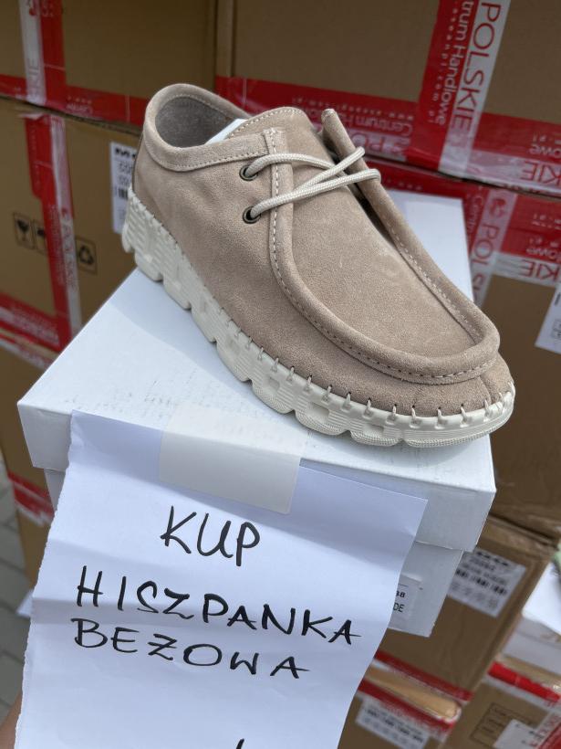 HISZPANKA BEŻOWA modo półbut wiązany hiszpanka