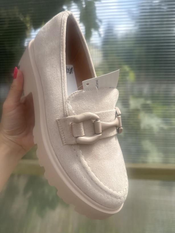 Worker 8 beżowy zamsz z klamra HQ W648 beige