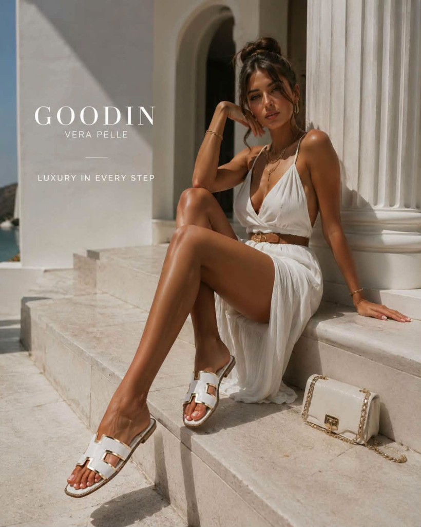 Klapki damskie casual skóra GOODIN GD-FL-895 hit lato lekkie wygodne 