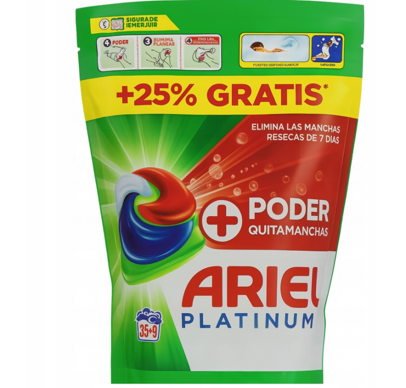 Ariel Platinum 4w1 Kapsułki do Prania Tkanin z Odplamiaczem 35+9szt