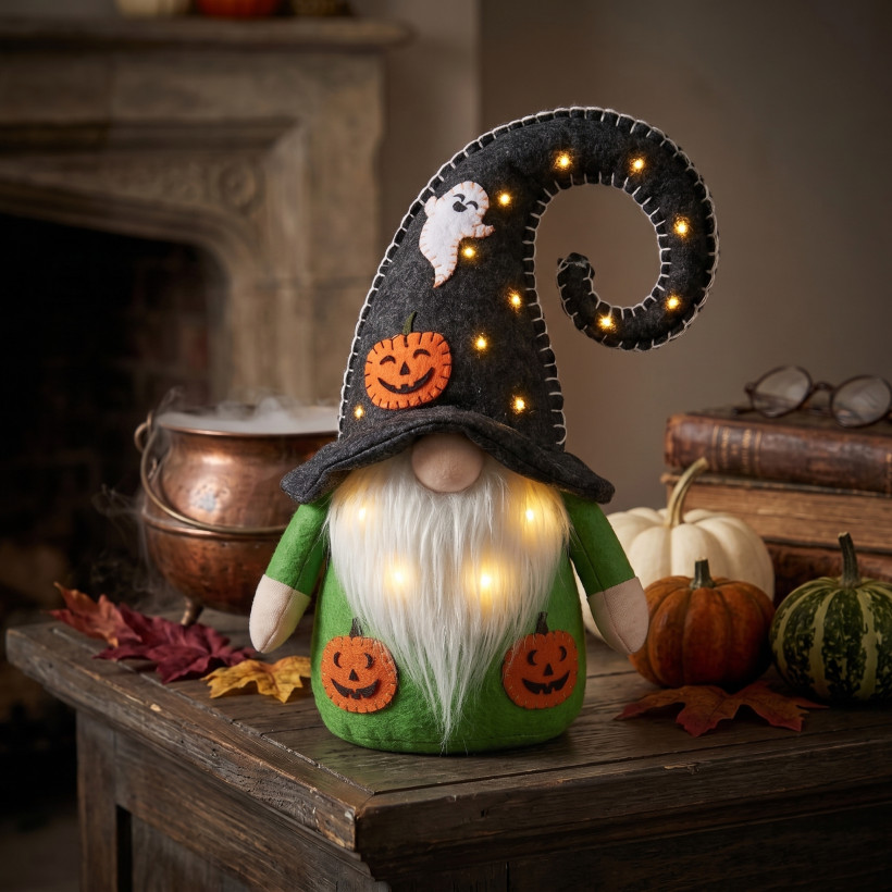 Krasnal skrzat dekoracja Stoper do drzwi Led na Halloween – 40 cm Zielony