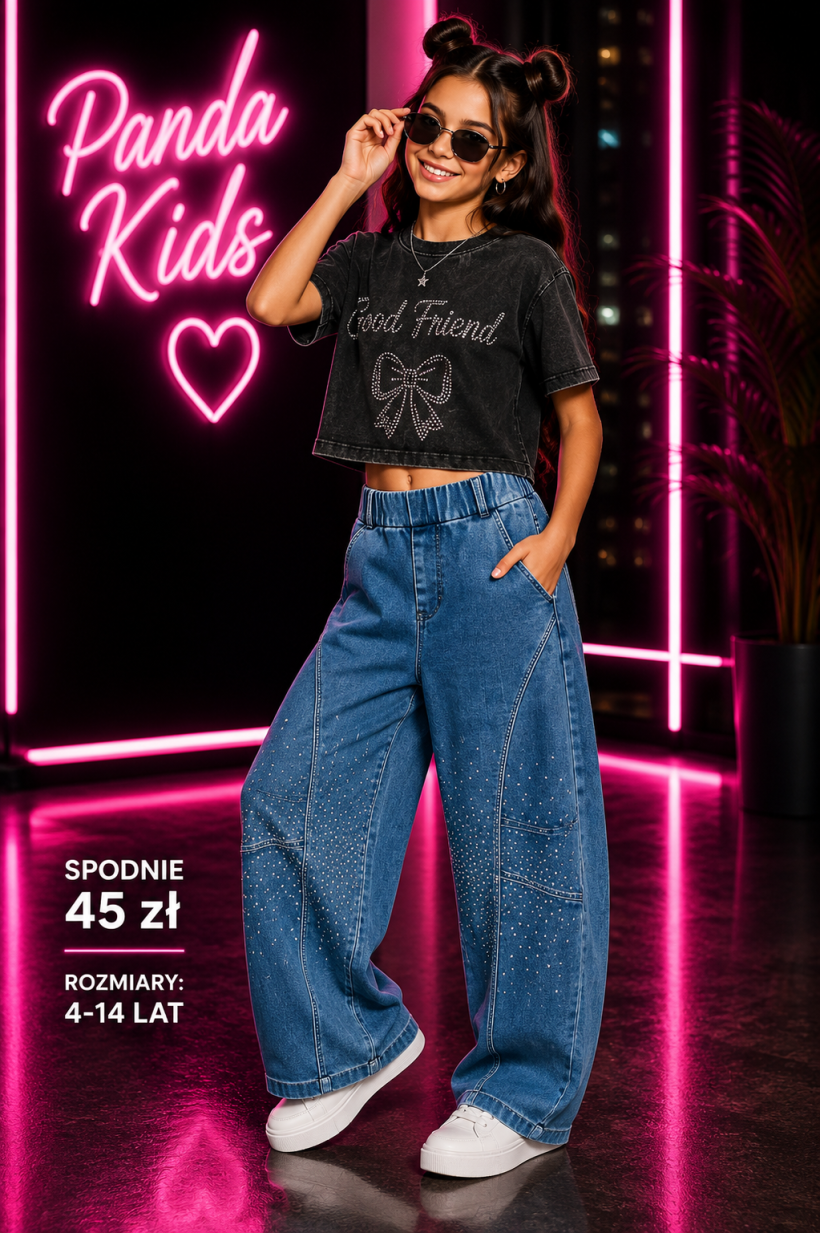 Spodnie balony jeans diamenty