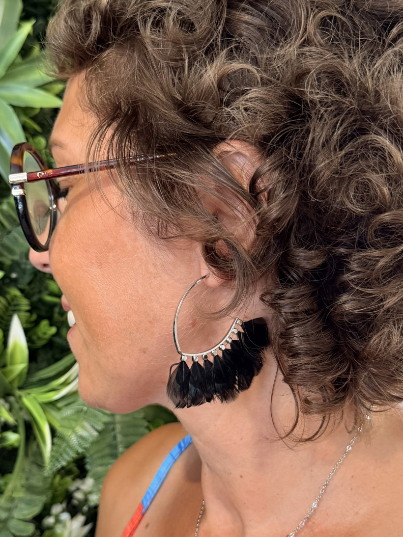 boucle d'oreille plume 